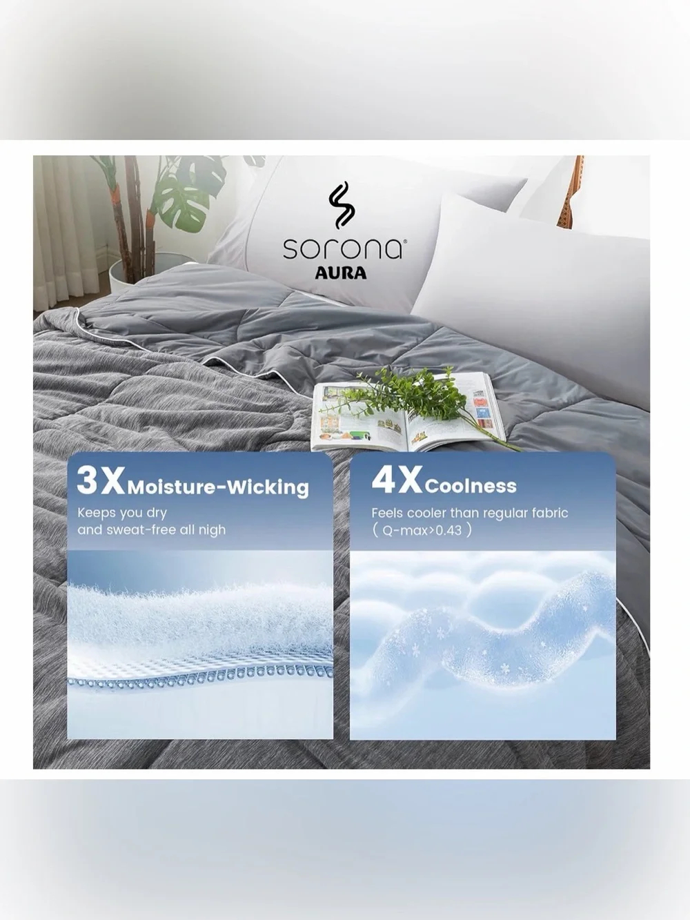 NWT - Cooling Comforter Blanket for Hot Sleepers, King, Heather Charcoal Grey